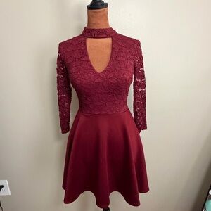 Elegant Burgundy Lace Dress